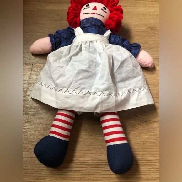 Classic Raggedy Ann Rag Doll with Red Hair and Blue Dress - Picture 2 of 3